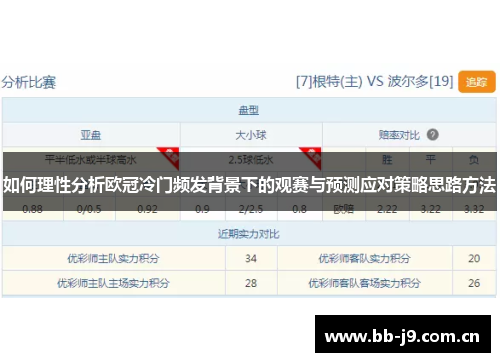 如何理性分析欧冠冷门频发背景下的观赛与预测应对策略思路方法
